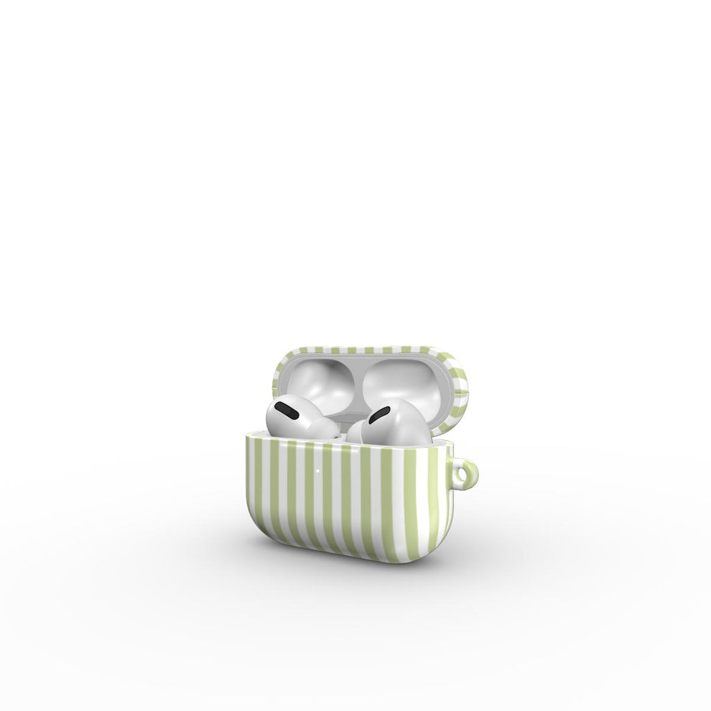 Pastel Lemon Stripes Apple AirPods Tough Case