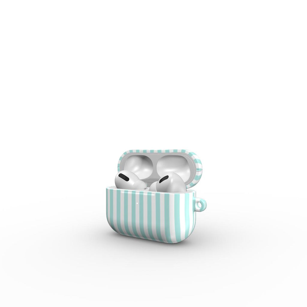 Mint Green Stripes Apple AirPods Tough Case