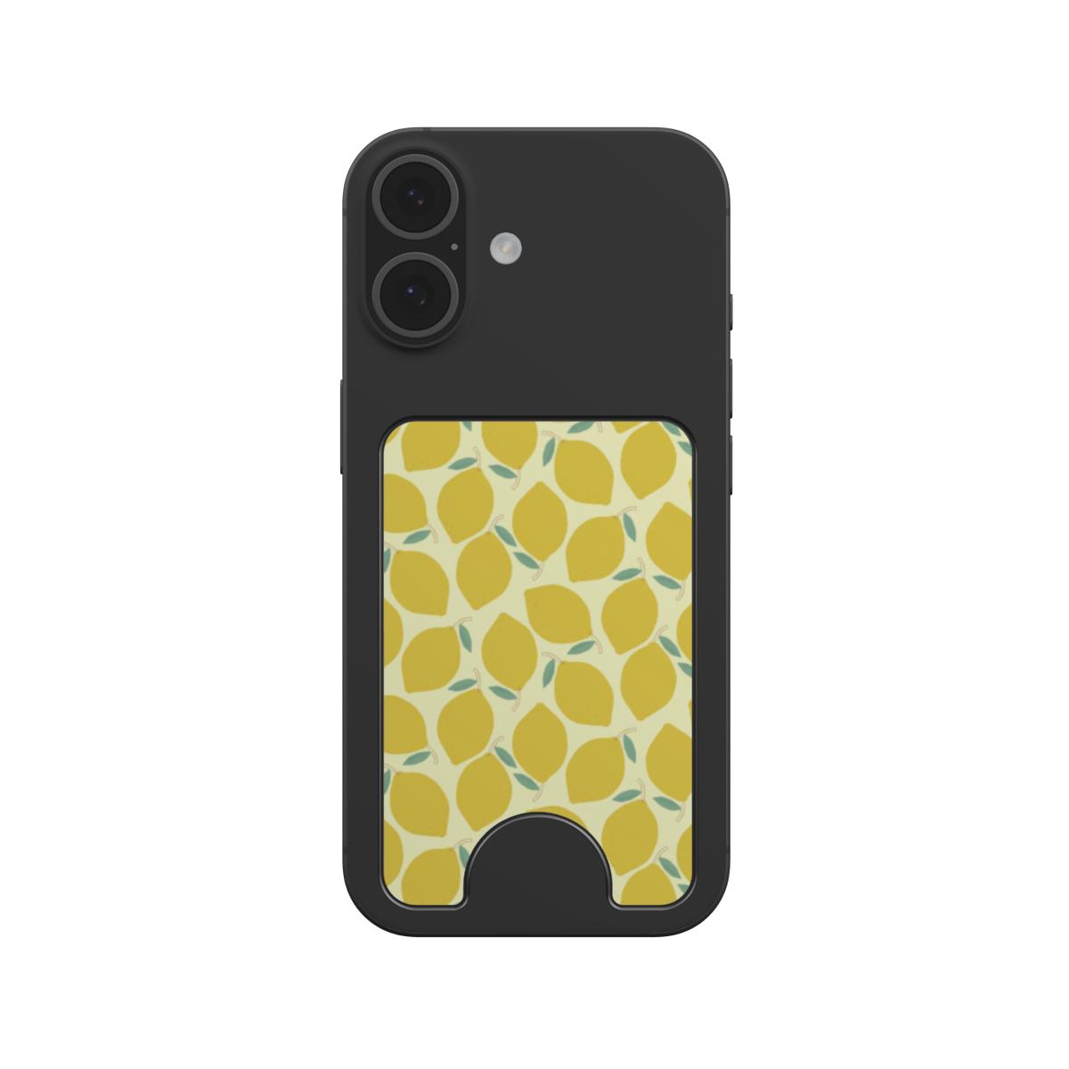Yellow Lemon Abstract Magnetic Wallet — angled view