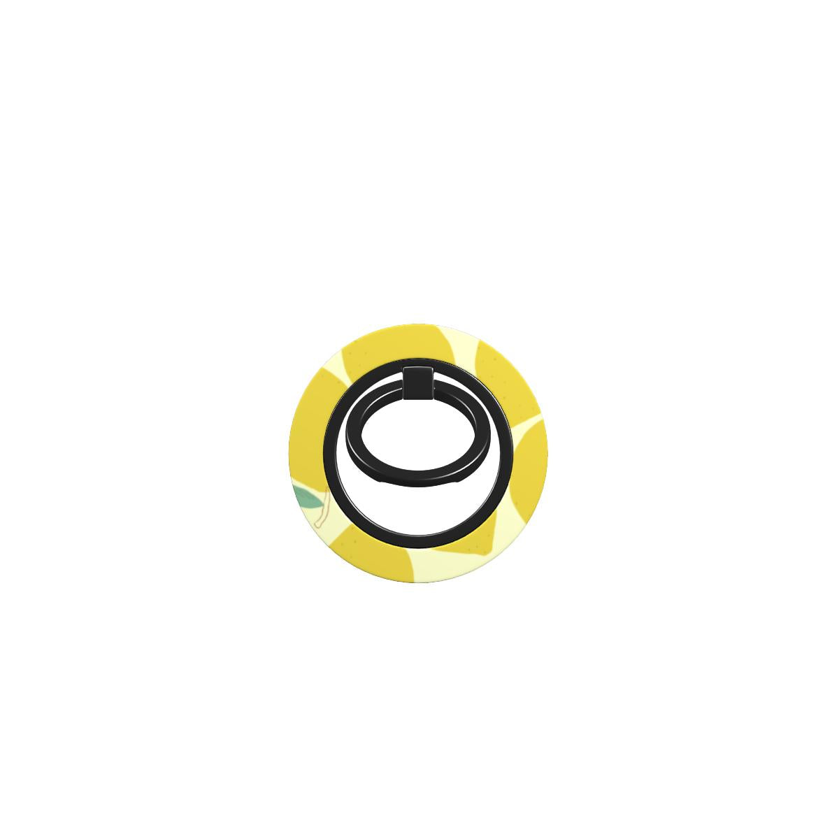 Yellow Lemon Abstract Ring Holder — full view, front print