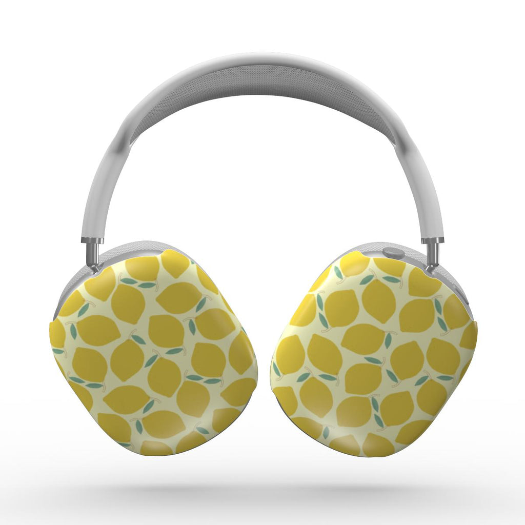 Yellow Lemon Abstract Apple AirPods Max Tough Case — angled view