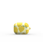 Yellow Lemon Abstract Apple AirPods Tough Case — angled view