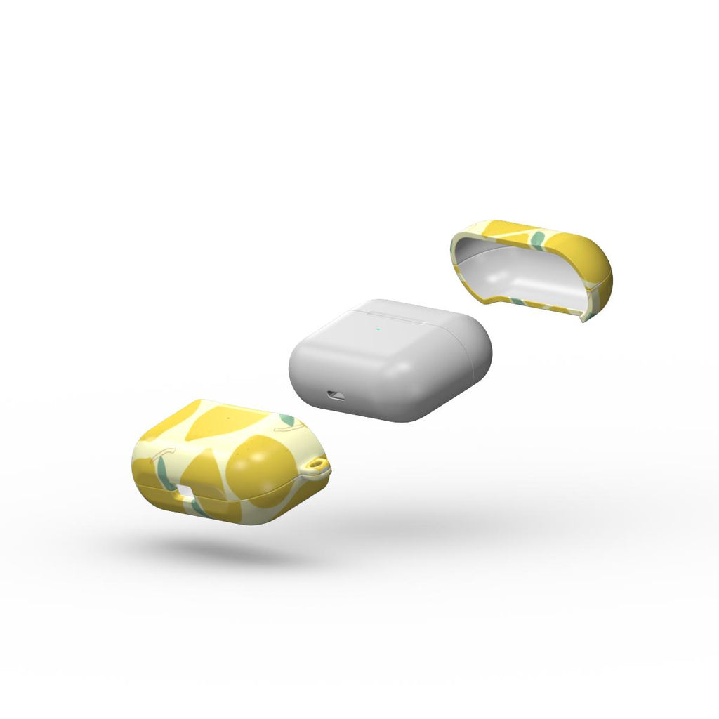 Yellow Lemon Abstract Apple AirPods Tough Case — layers separated