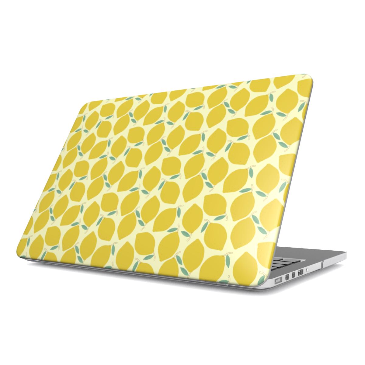 Yellow Lemon Abstract MacBook Case — full view, print at lid scale