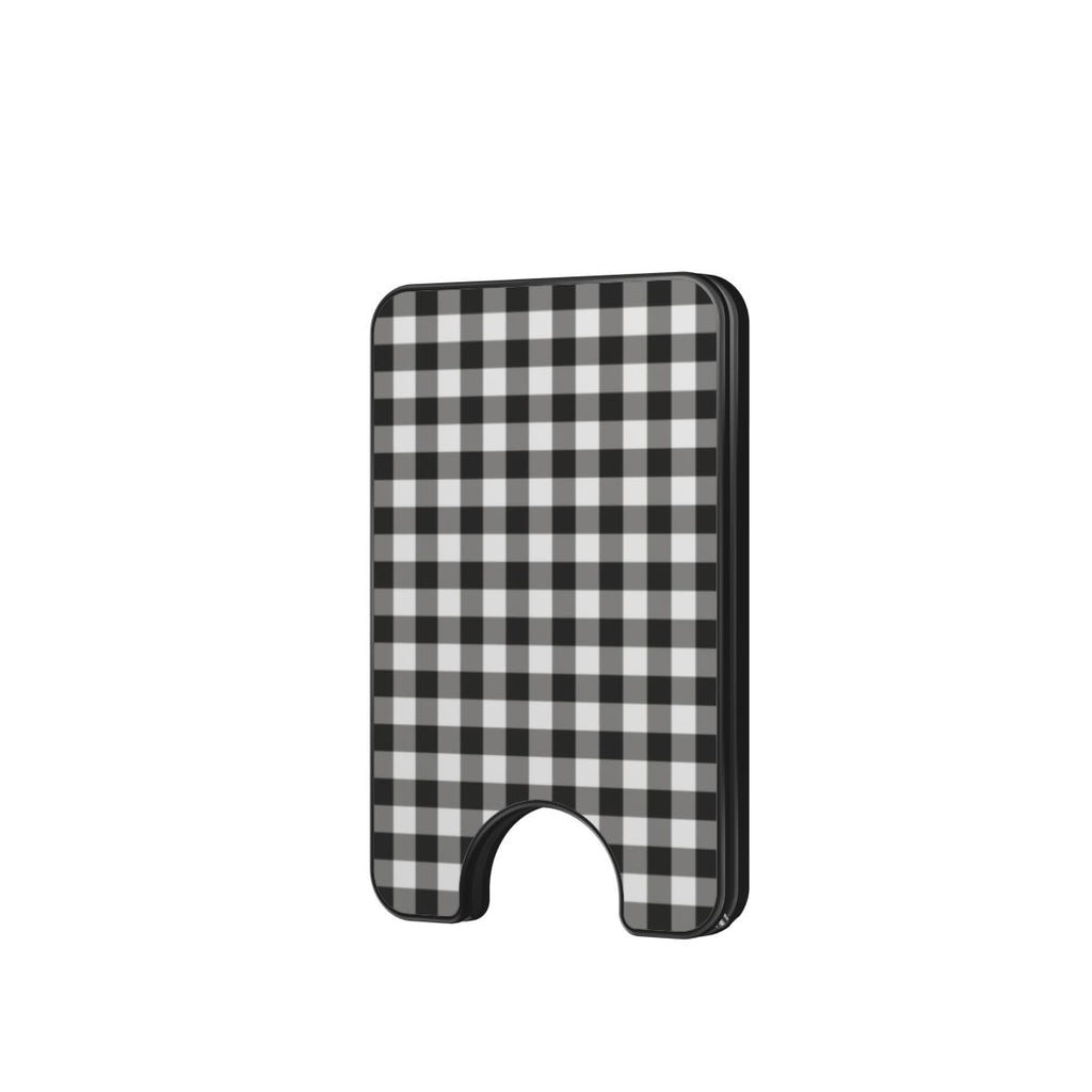 Black and White Gingham Magnetic Wallet, 3D product render