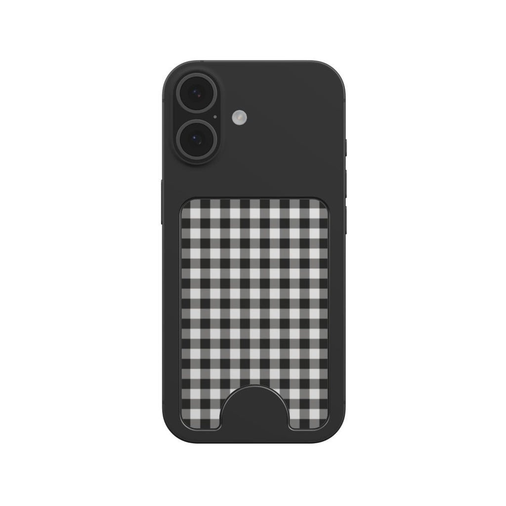 Black and White Gingham Magnetic Wallet, 3D product render