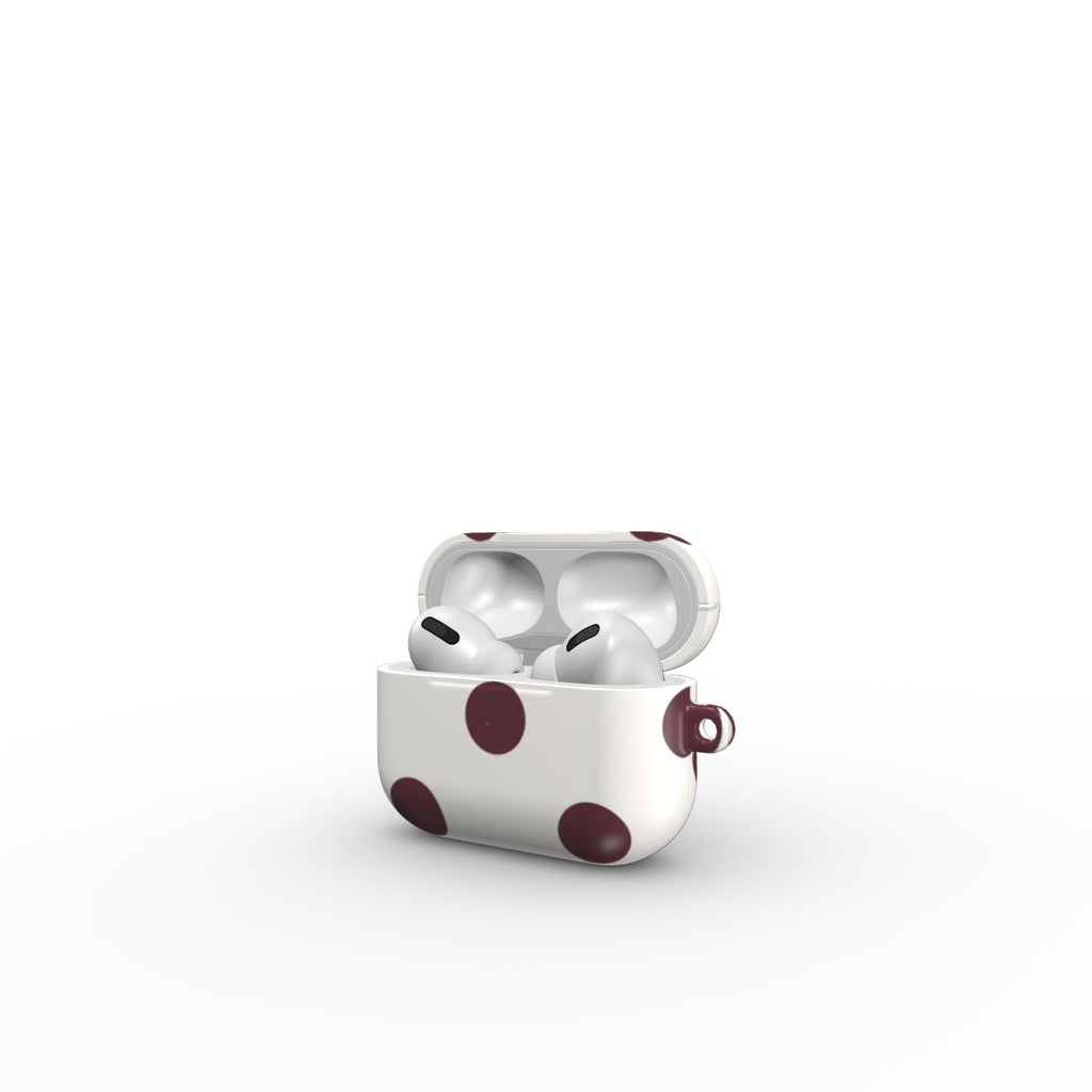 Burgundy in White Polka DotsApple AirPods Tough Case