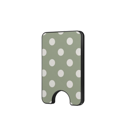 White in Sage Polka Dots Magnetic wallet