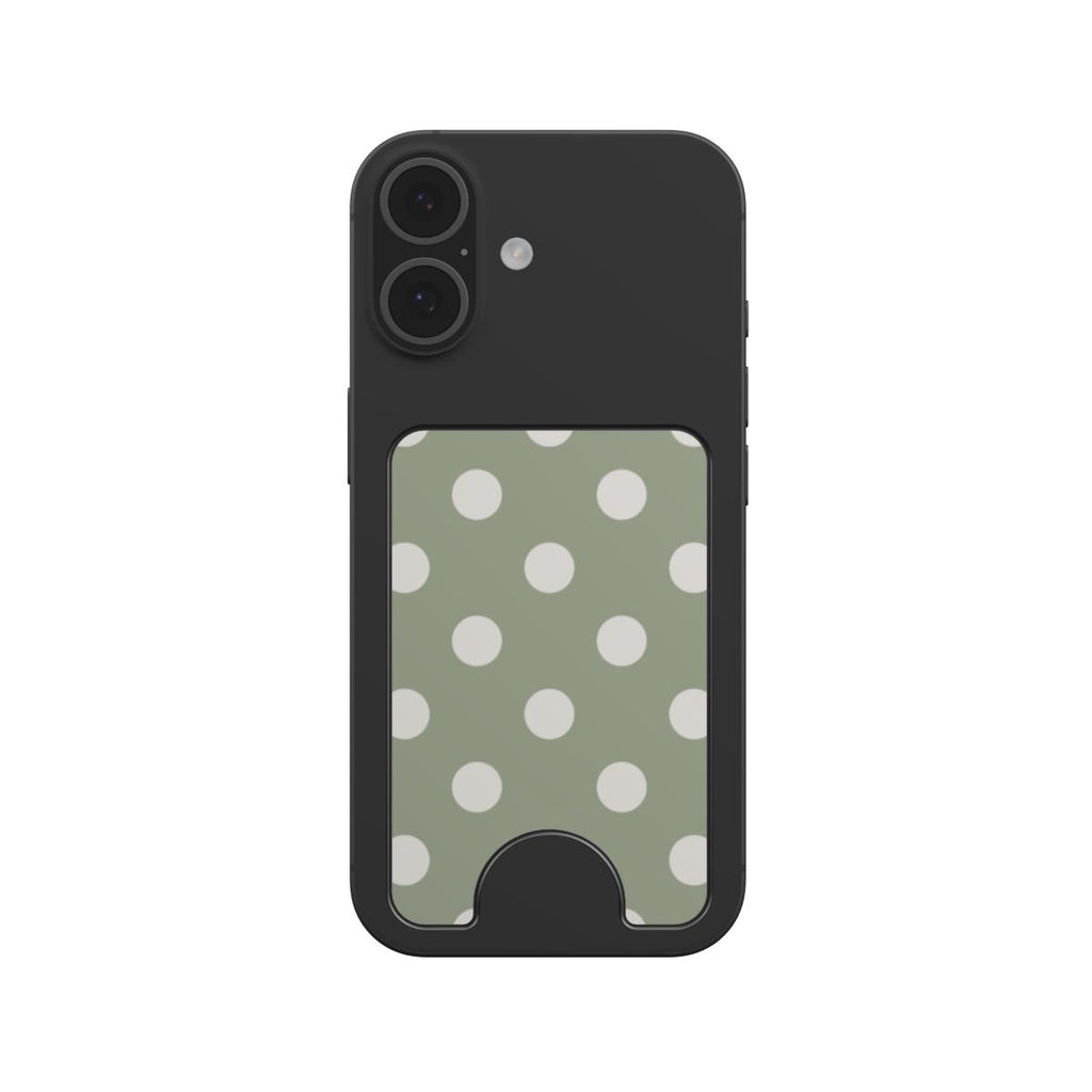 White in Sage Polka Dots Magnetic wallet