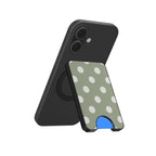 White in Sage Polka Dots Magnetic wallet