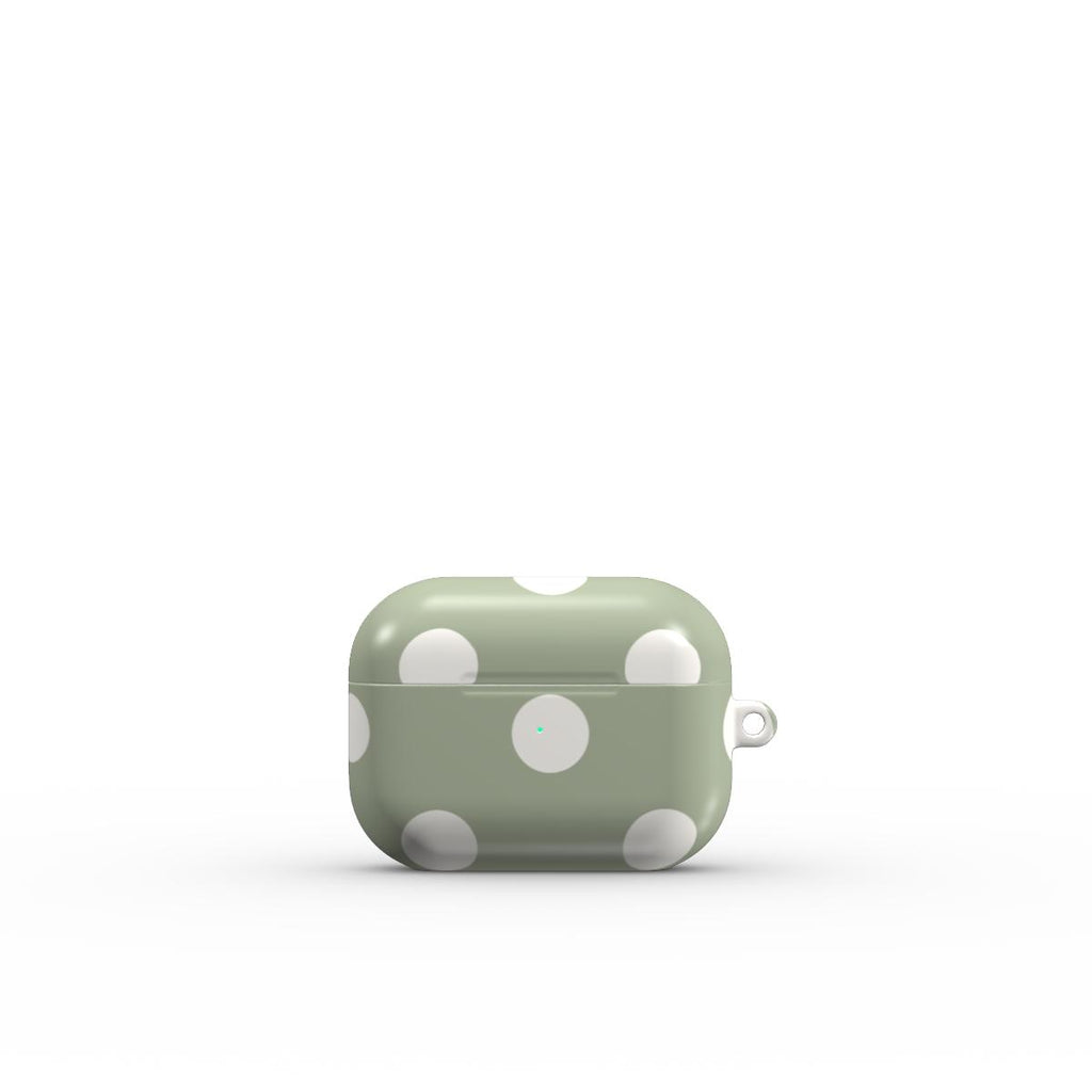 White in Sage Polka Dots Apple AirPods Tough Case