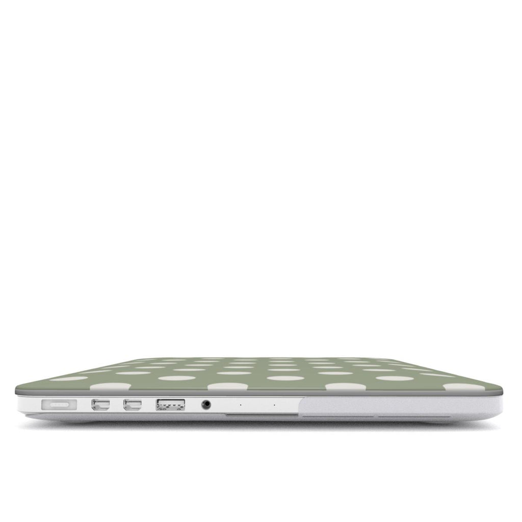 White in Sage Polka Dots MacBook Case