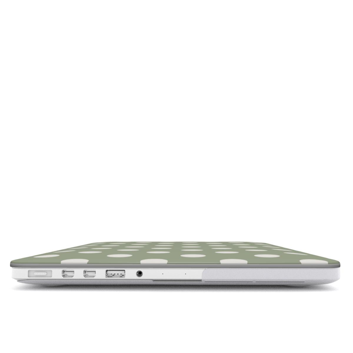 White in Sage Polka Dots MacBook Case
