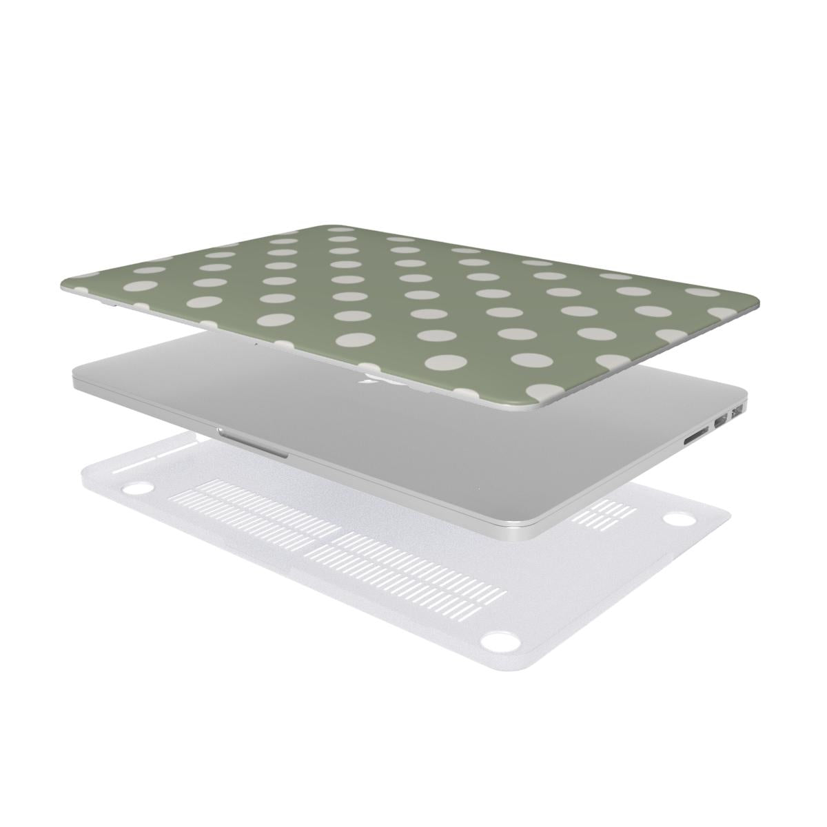 White in Sage Polka Dots MacBook Case