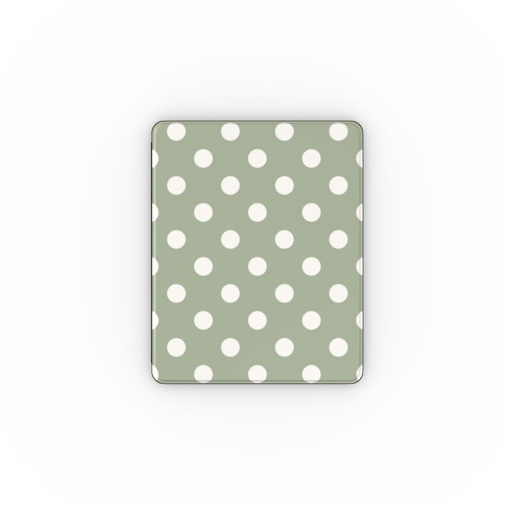 White in Sage Polka Dots Apple iPad Case