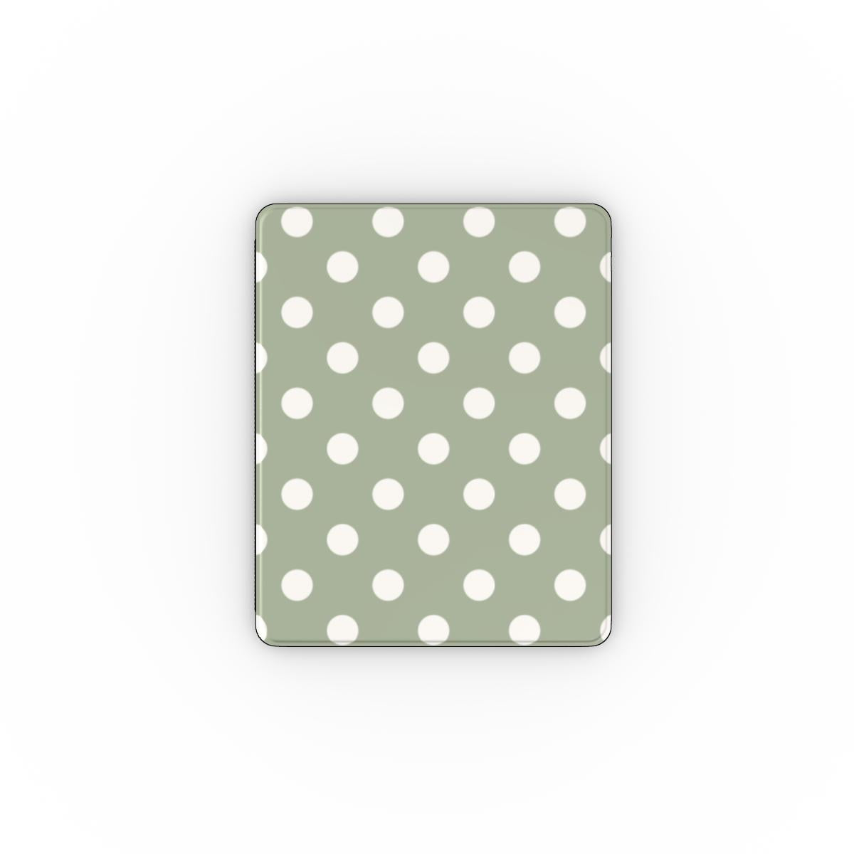 White in Sage Polka Dots Apple iPad Case