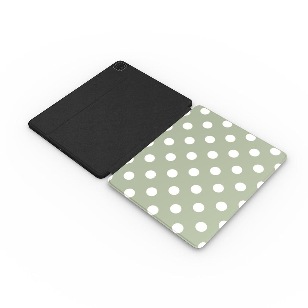 White in Sage Polka Dots Apple iPad Case