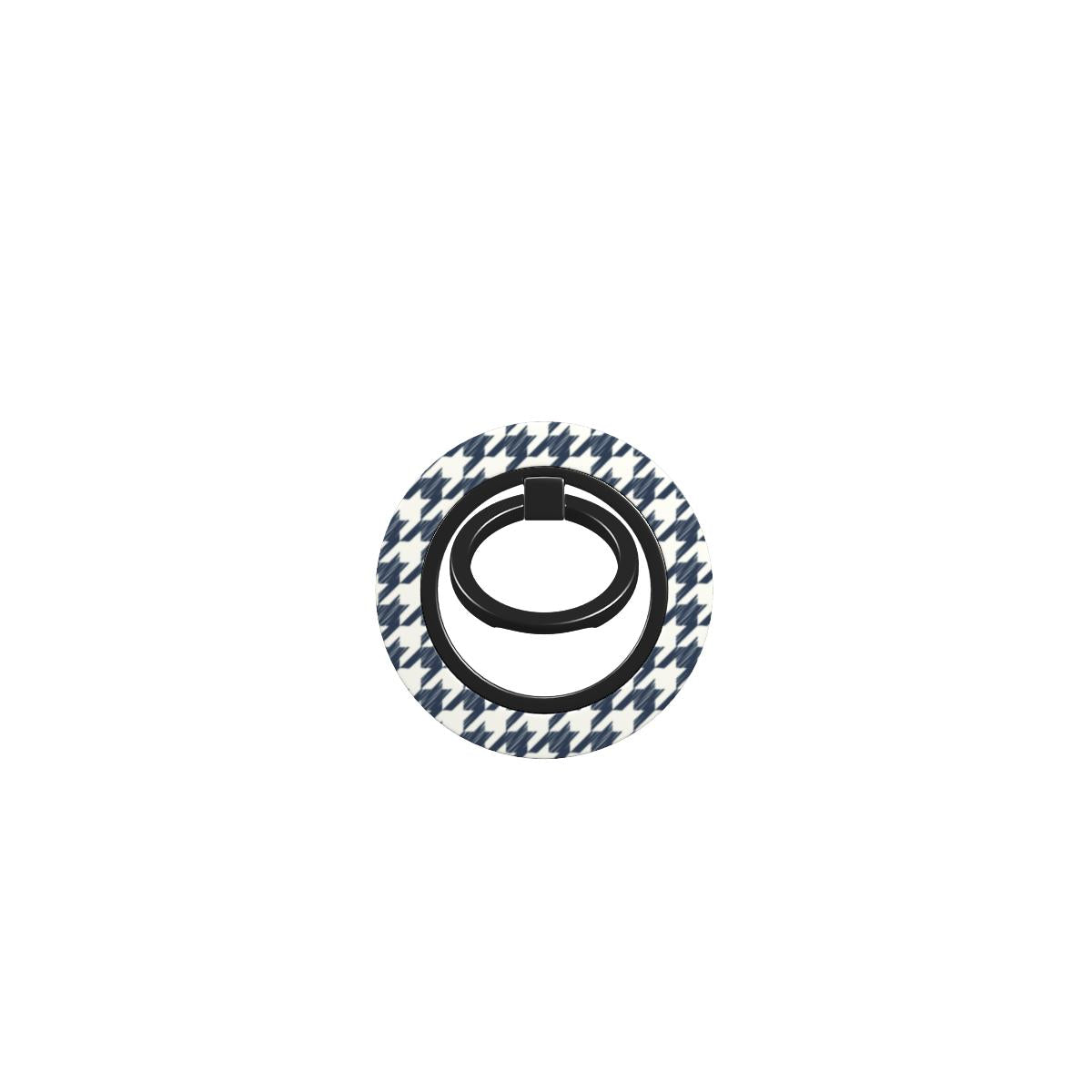 Navy Houndstooth Ring Holder, product photo on a white background