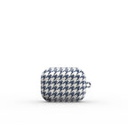 Navy Houndstooth Apple AirPods Tough Case — angled view