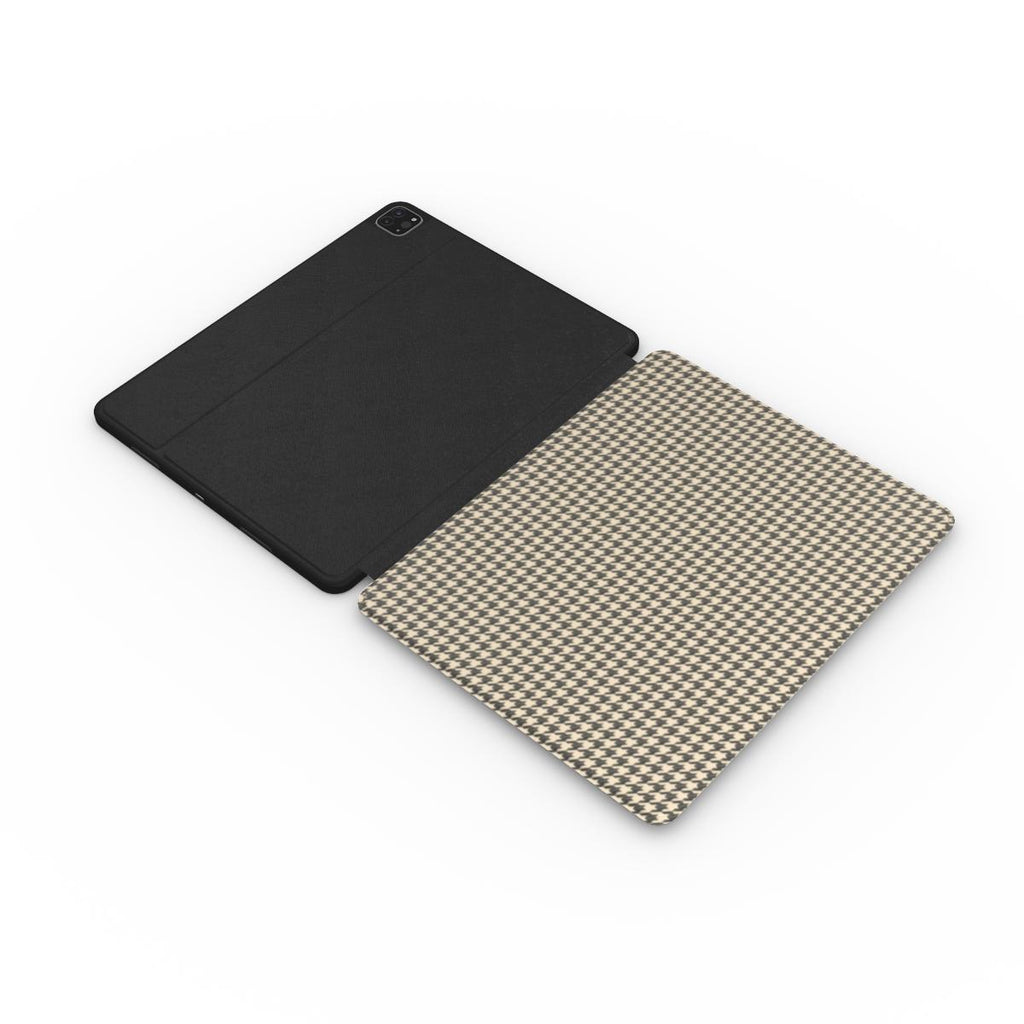 Sand Houndstooth Apple iPad Case — angled view