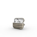 Sand Houndstooth Apple AirPods Tough Case — full view, front print