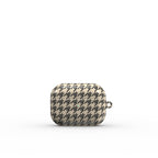 Sand Houndstooth Apple AirPods Tough Case — angled view