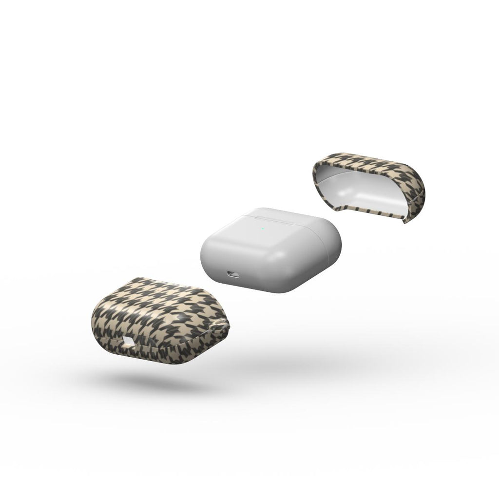 Sand Houndstooth Apple AirPods Tough Case — side profile