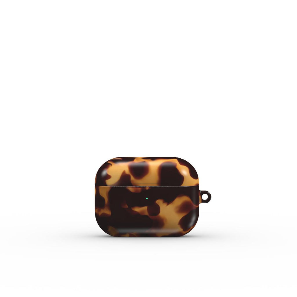 Classic Tortoiseshell Apple AirPods Tough Case — angled view
