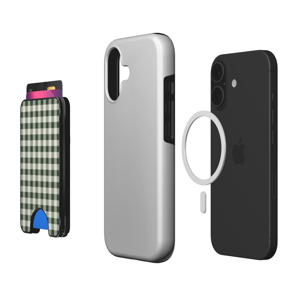 Deep Forest Gingham Magnetic Wallet, 3D product render