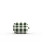 Deep Forest Gingham Apple AirPods Tough Case — angled view