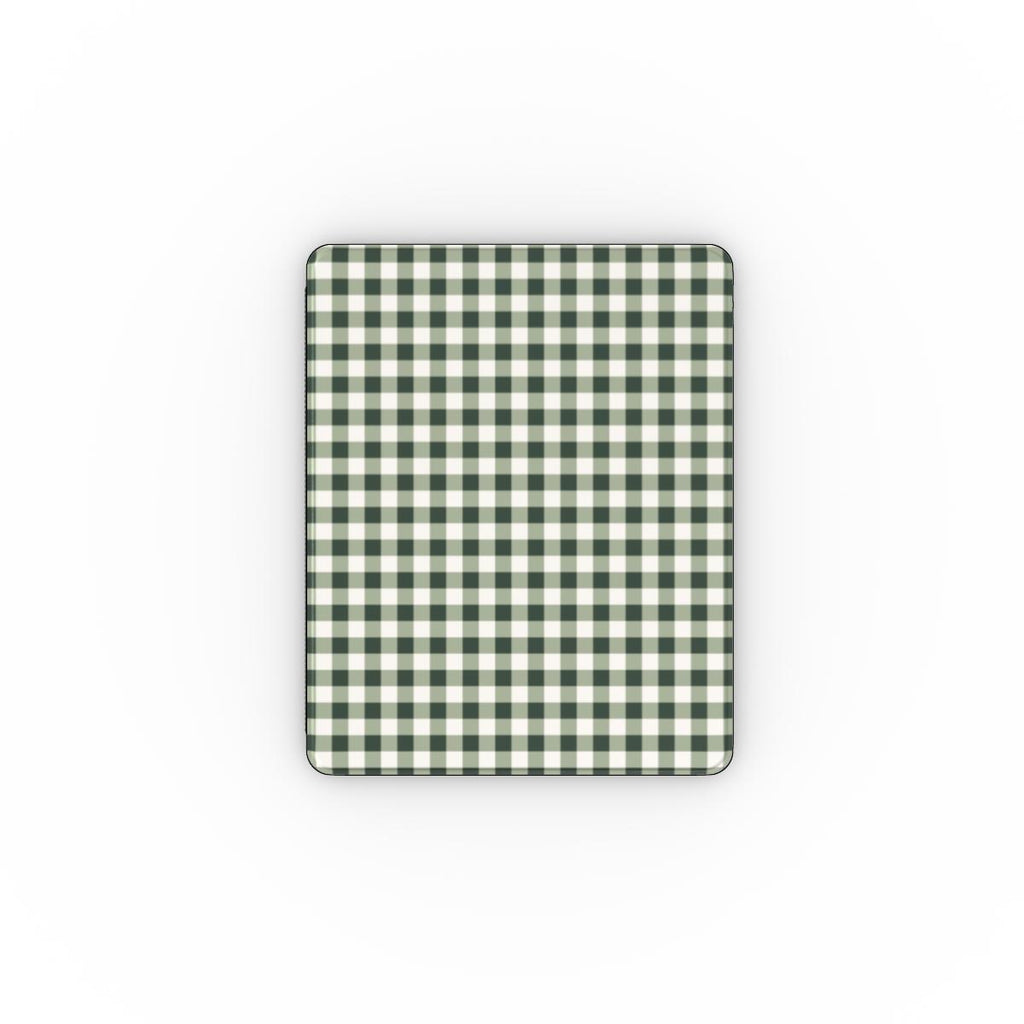 Deep Forest Gingham Apple iPad Case — full view, front print