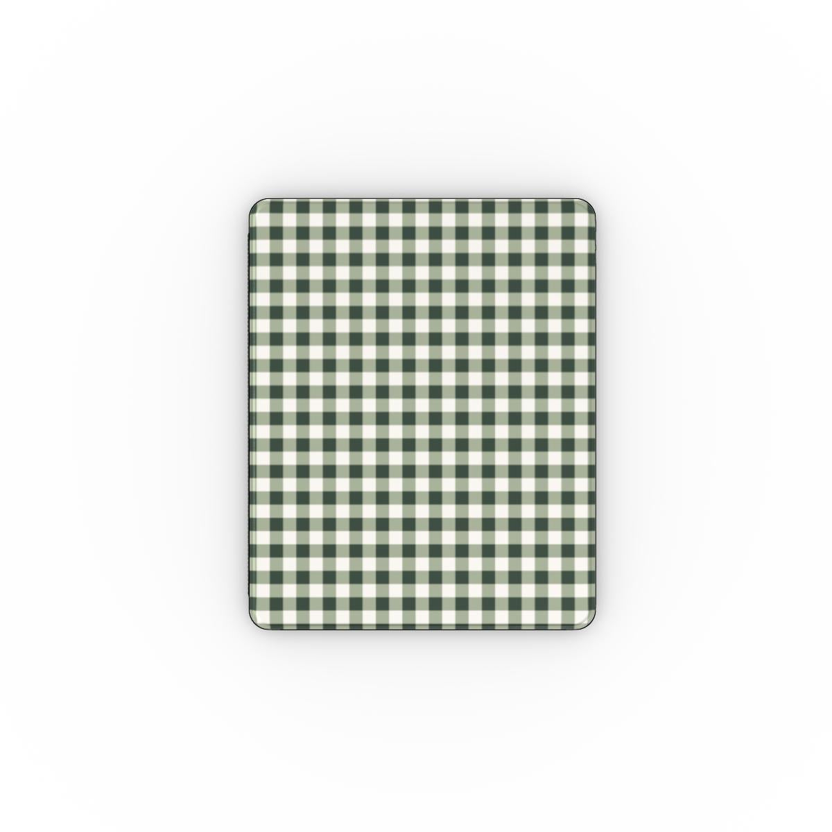 Deep Forest Gingham Apple iPad Case — full view, front print