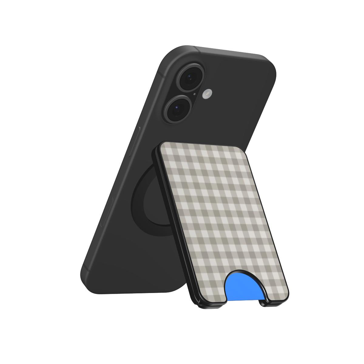 Stone Gingham Magnetic Wallet, 3D product render