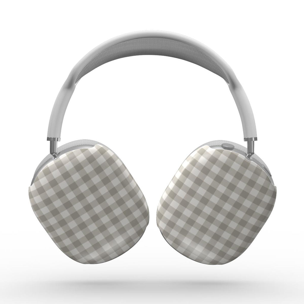 Stone Gingham Apple AirPods Max Tough Case — angled view