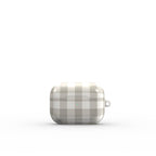 Stone Gingham Apple AirPods Tough Case — angled view