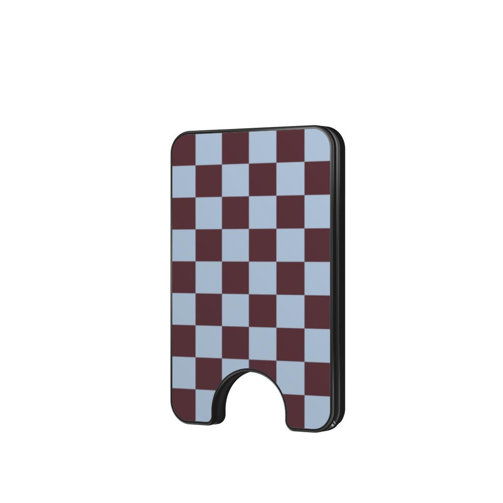 Burgundy and Sky Checkedboard Magnetic wallet