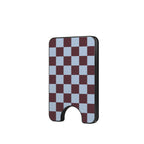 Burgundy and Sky Checkedboard Magnetic wallet