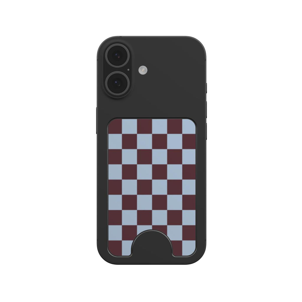Burgundy and Sky Checkedboard Magnetic wallet