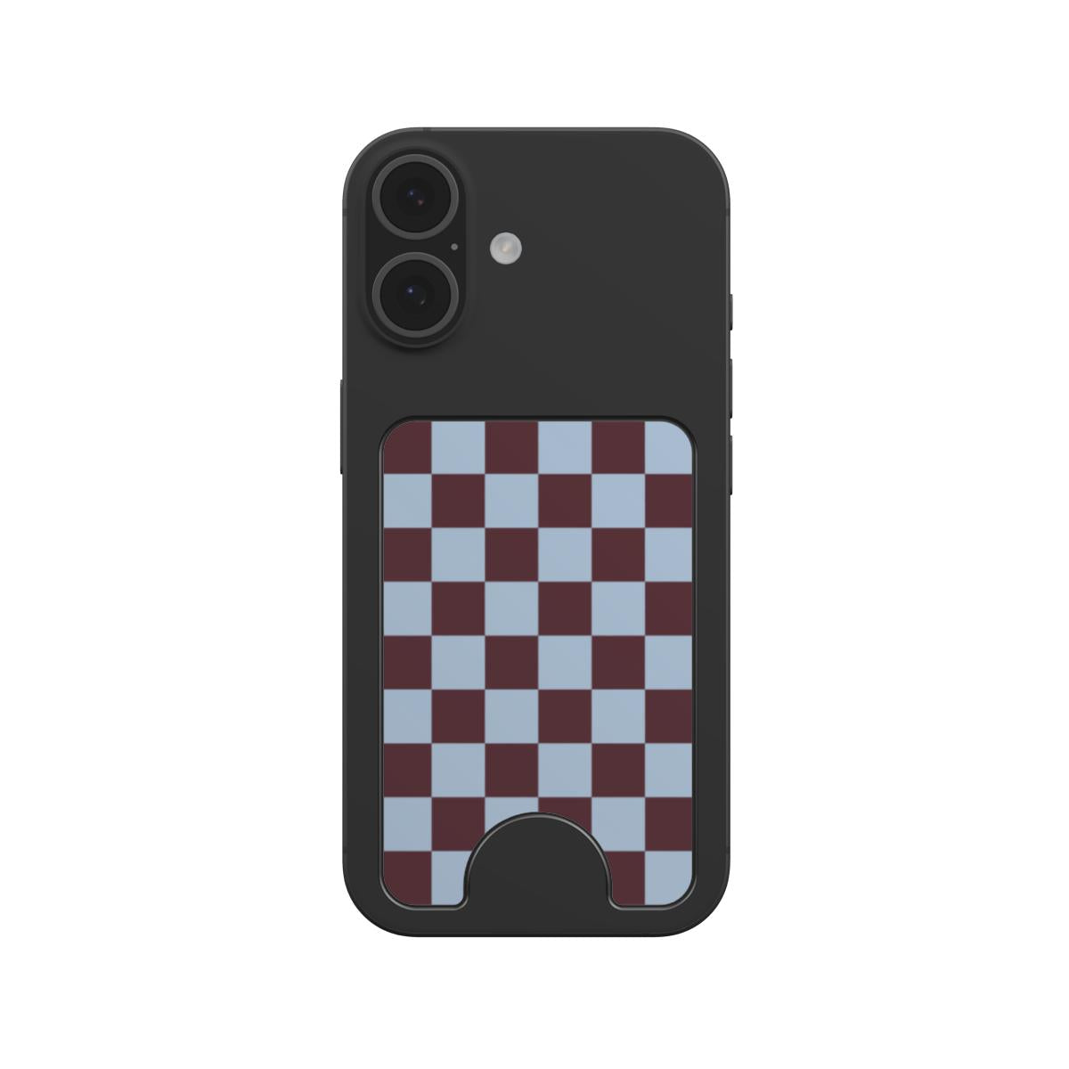 Burgundy and Sky Checkedboard Magnetic wallet