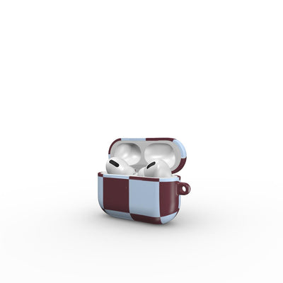 Burgundy and Sky Checkedboard Apple AirPods Tough Case