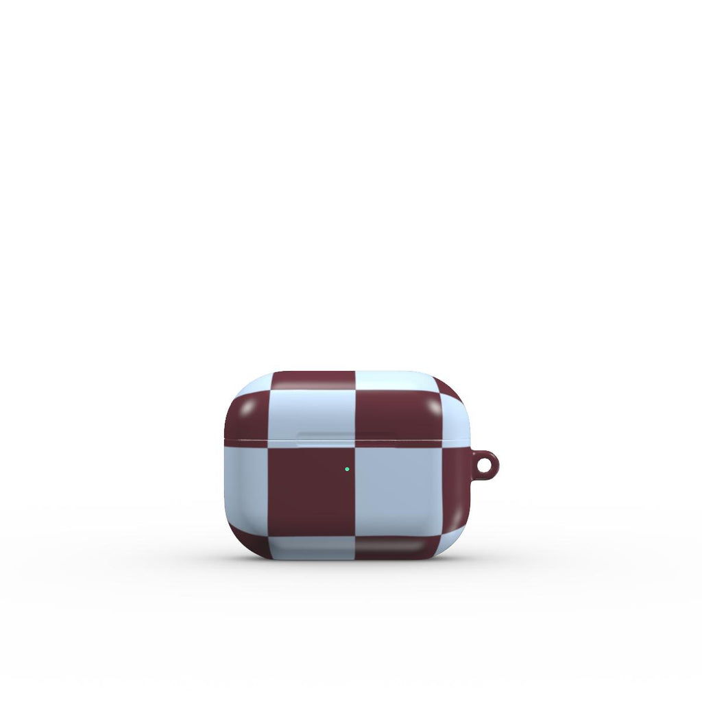 Burgundy and Sky Checkedboard Apple AirPods Tough Case