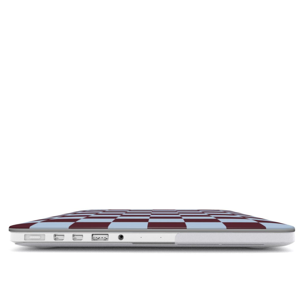 Burgundy and Sky Checkedboard MacBook Case