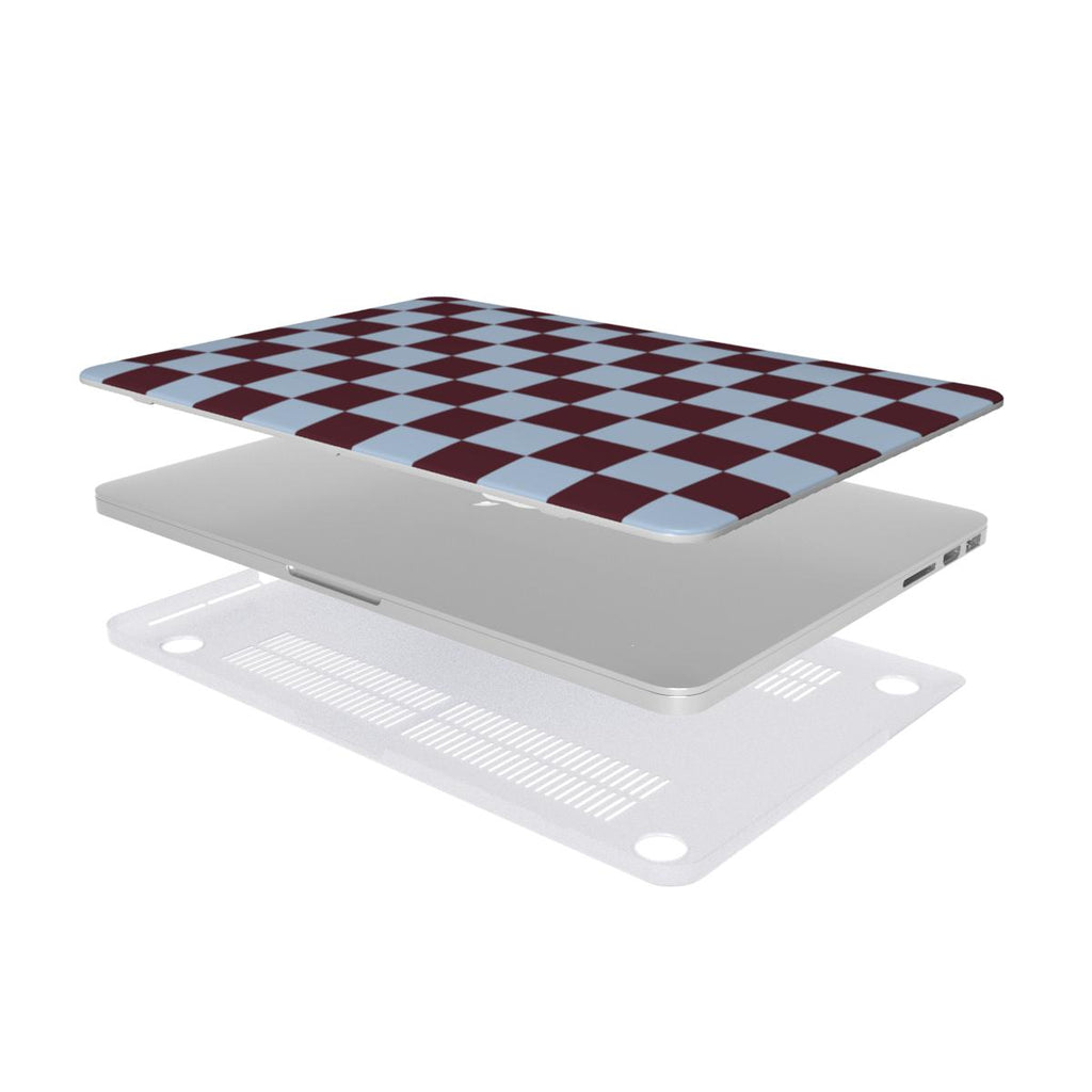Burgundy and Sky Checkedboard MacBook Case