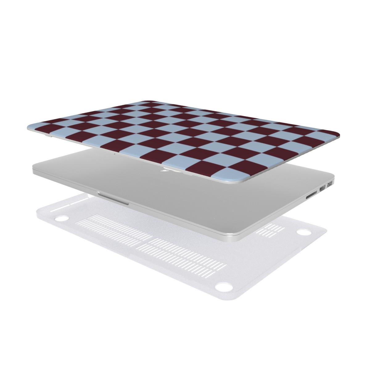 Burgundy and Sky Checkedboard MacBook Case