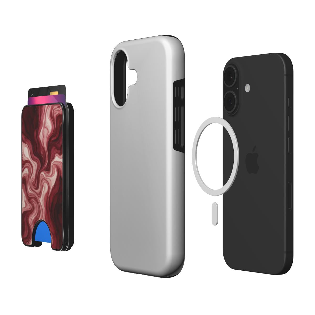 Maroon Burgundy Abstract Magnetic wallet