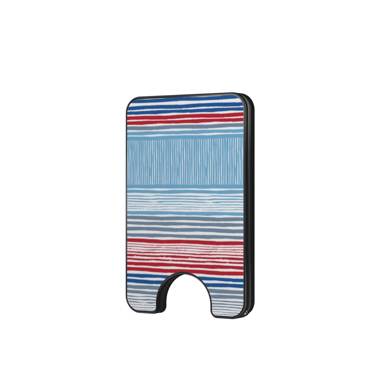 Textile Red Blue Stripes Magnetic wallet