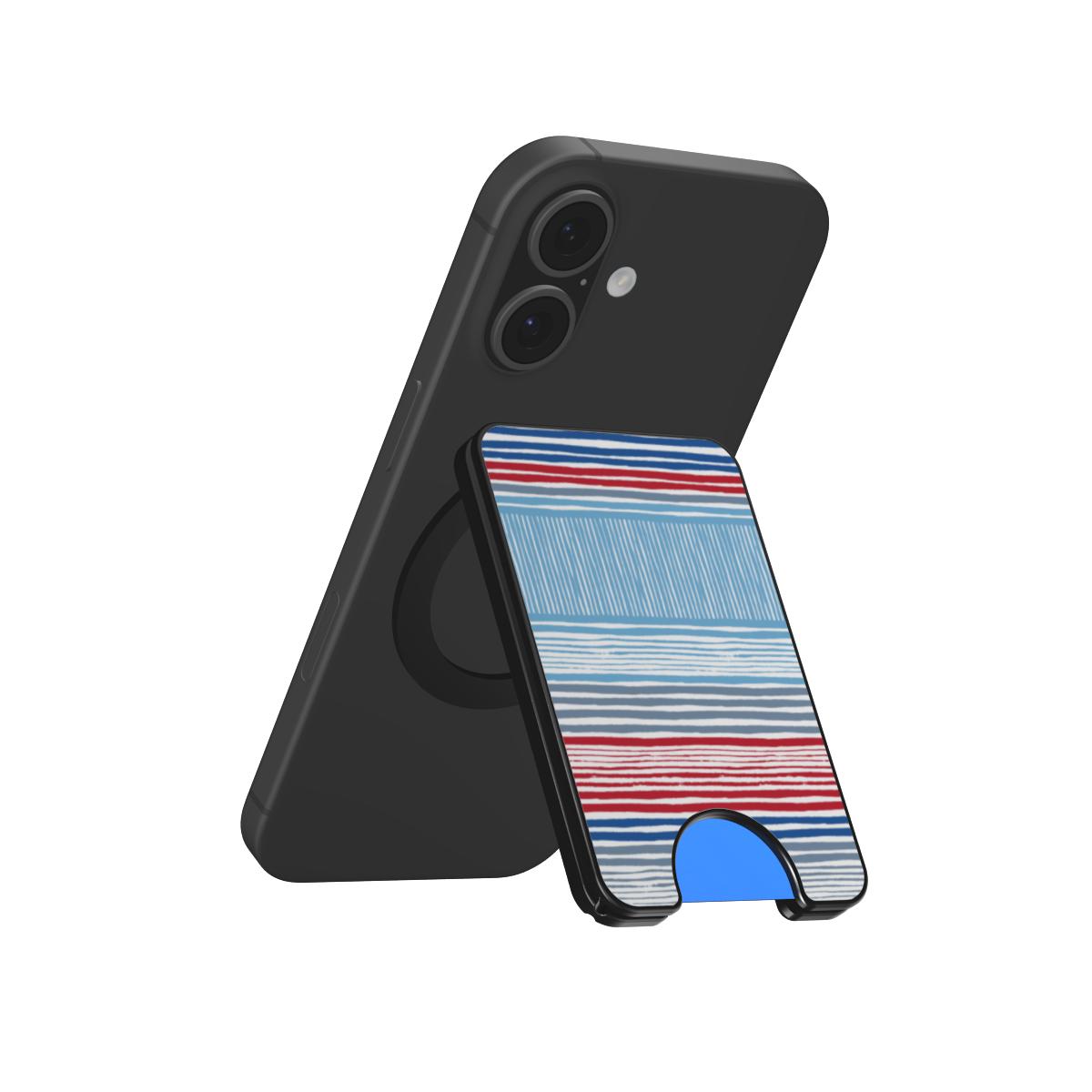 Textile Red Blue Stripes Magnetic wallet