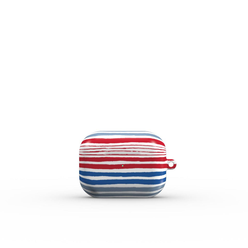 Textile Red Blue Stripes Apple AirPods Tough Case