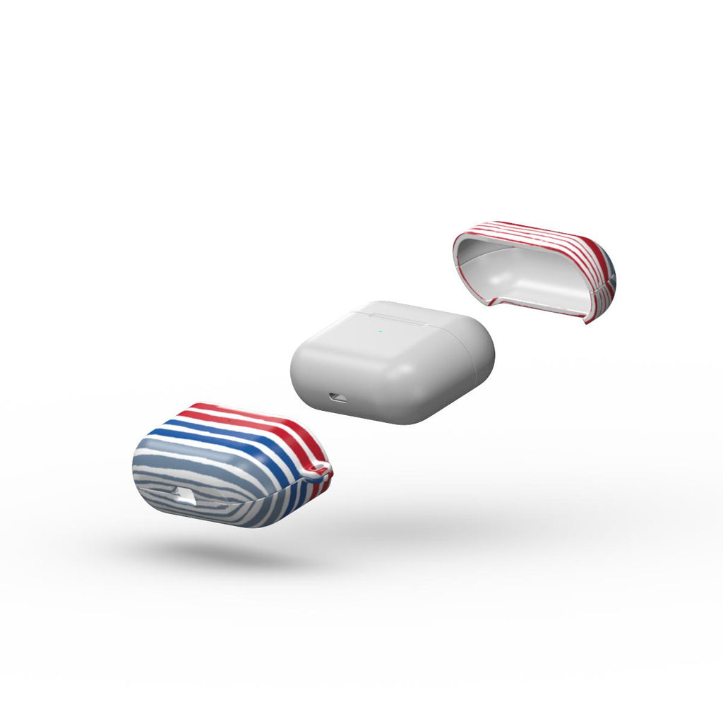 Textile Red Blue Stripes Apple AirPods Tough Case