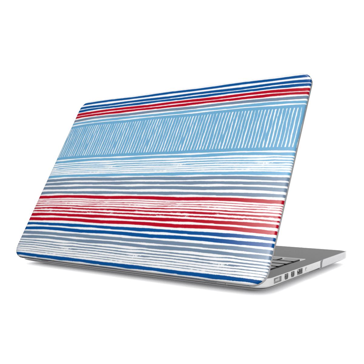 Textile Red Blue Stripes MacBook Case